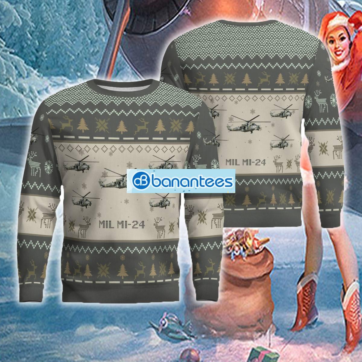US Air Force Mil Mi-24 Aircraft Knitted Xmas 3D Sweater Gift For Men Women - Mil Mi-24 Aircraft Ugly Christmas Sweater US Air Force Photo 1