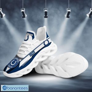 Indianapolis Colts Logo Pattern Custom Name 3D Max Soul Sneakers In Blue White Fans Gift Sports Shoes - Indianapolis Colts Logo Pattern Custom Name 3D Max Soul Sneaker Shoes In Blue White_3