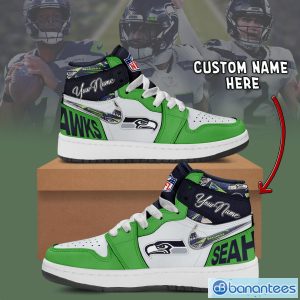 Seattle Seahawks Air Jordan Hightop Shoes Men And Women Gift Custom Name Product Photo 2
