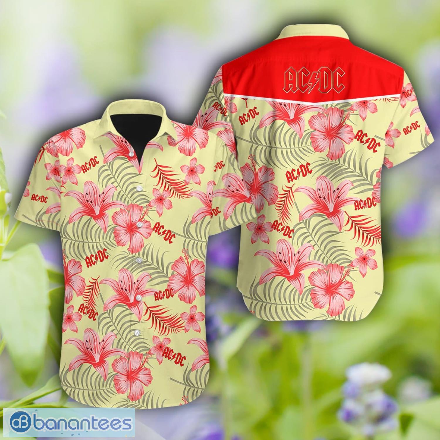 ACDC Band Flower Design Aloha Hawaiian Shirt Men Women Summer Shirt Product Photo 1