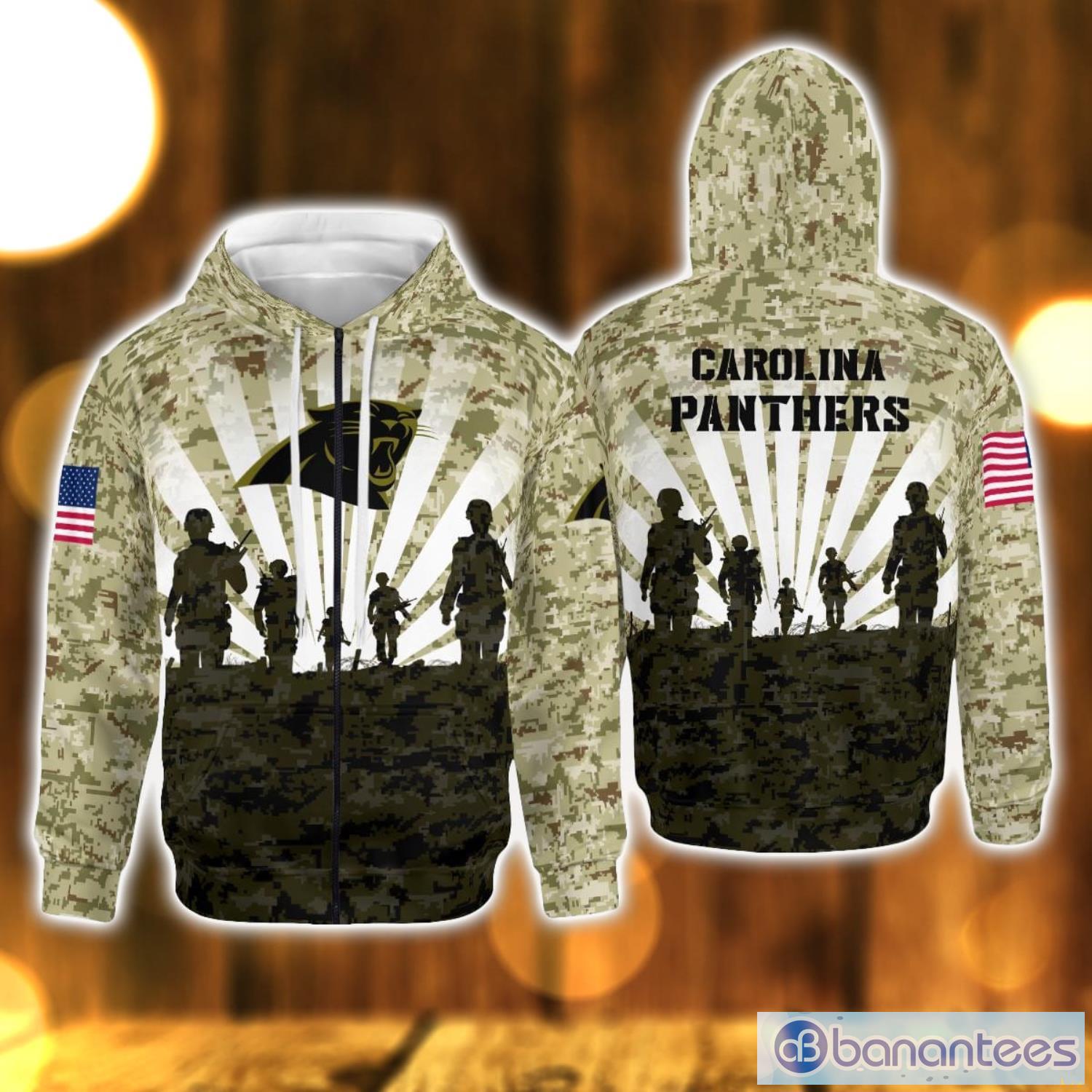 Carolina Panthers Military All Over Printed 3D Hoodie Winter Gift