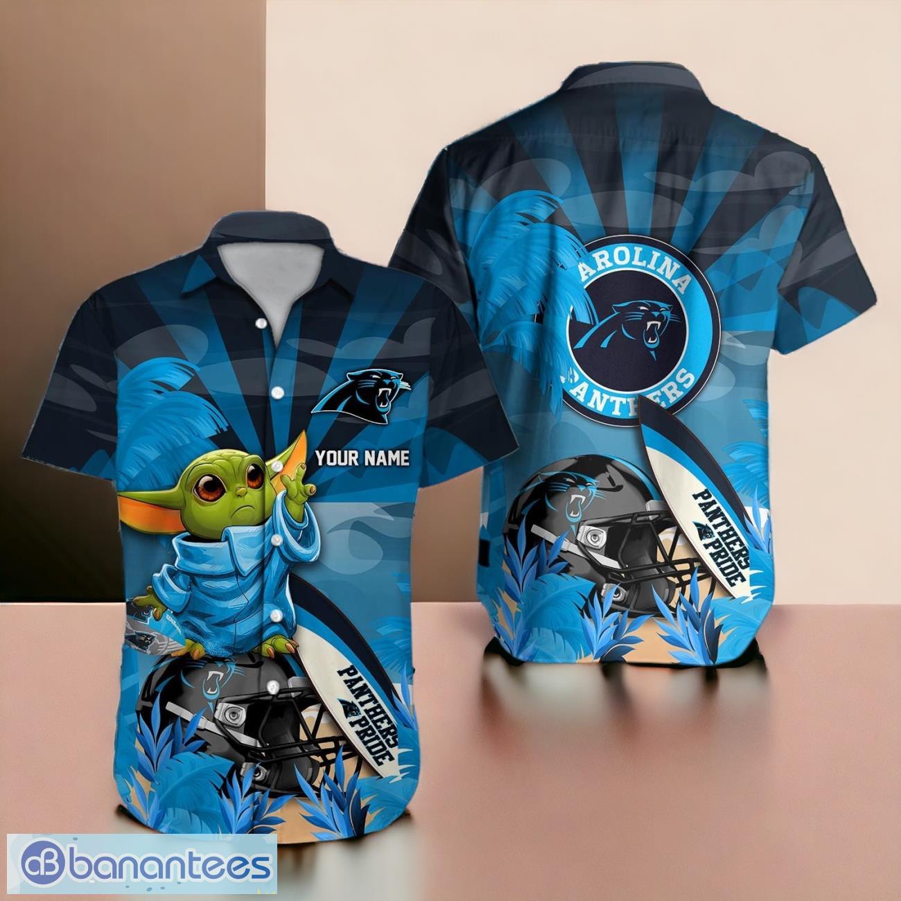 Carolina Panthers NFL Hawaiian Shirt Baby Yoda Custom Name Banantees