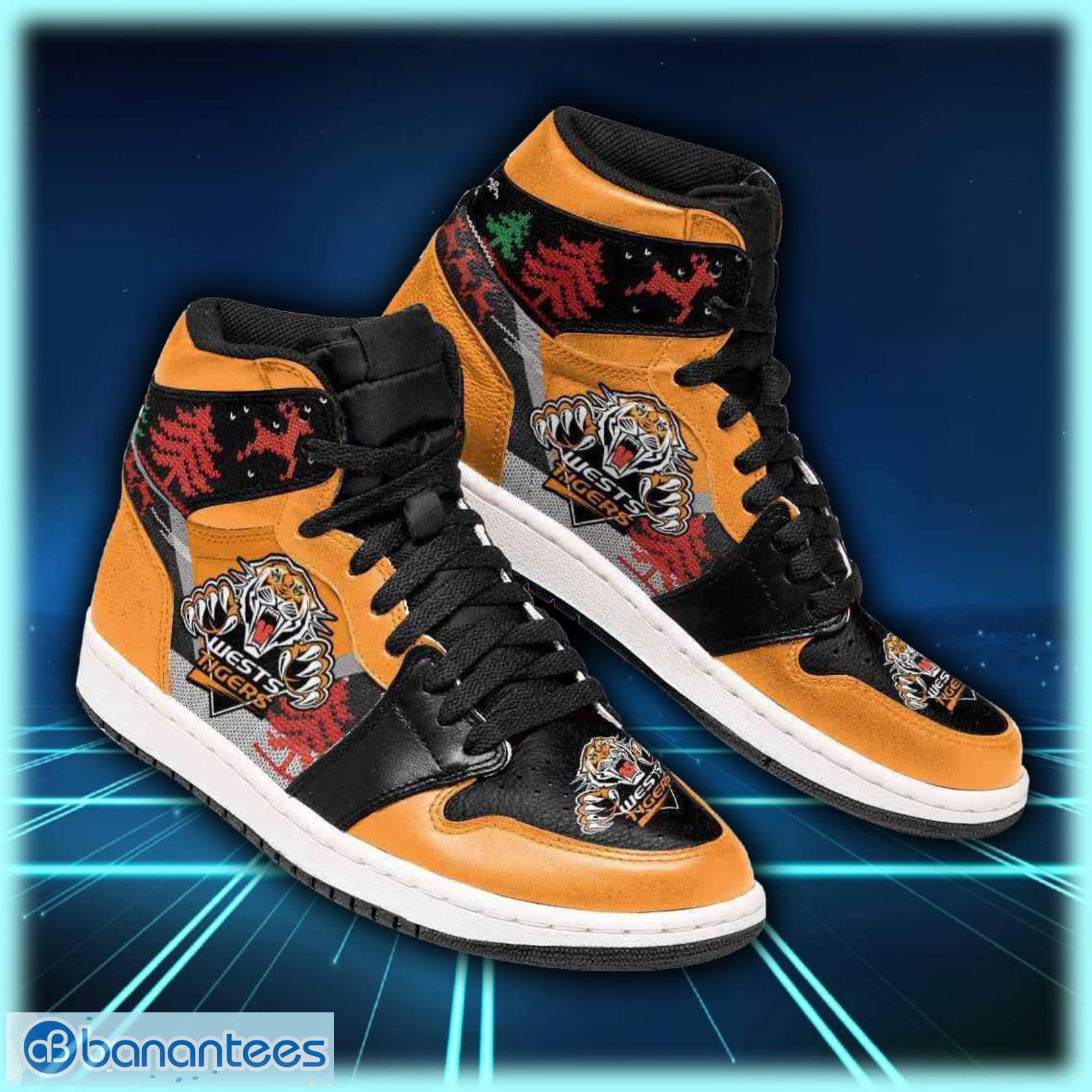 Christmas Wests Tigers NRL Football Air Jordan Shoes Sport Custom Sneakers Product Photo 1