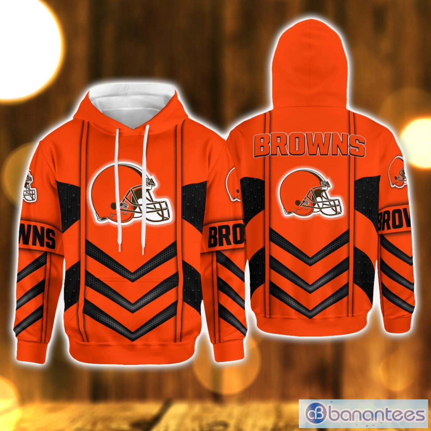 Cleveland Browns Helmet Logo 3D Hoodie All Over Print Cleveland Browns Gifts  For Her - T-shirts Low Price