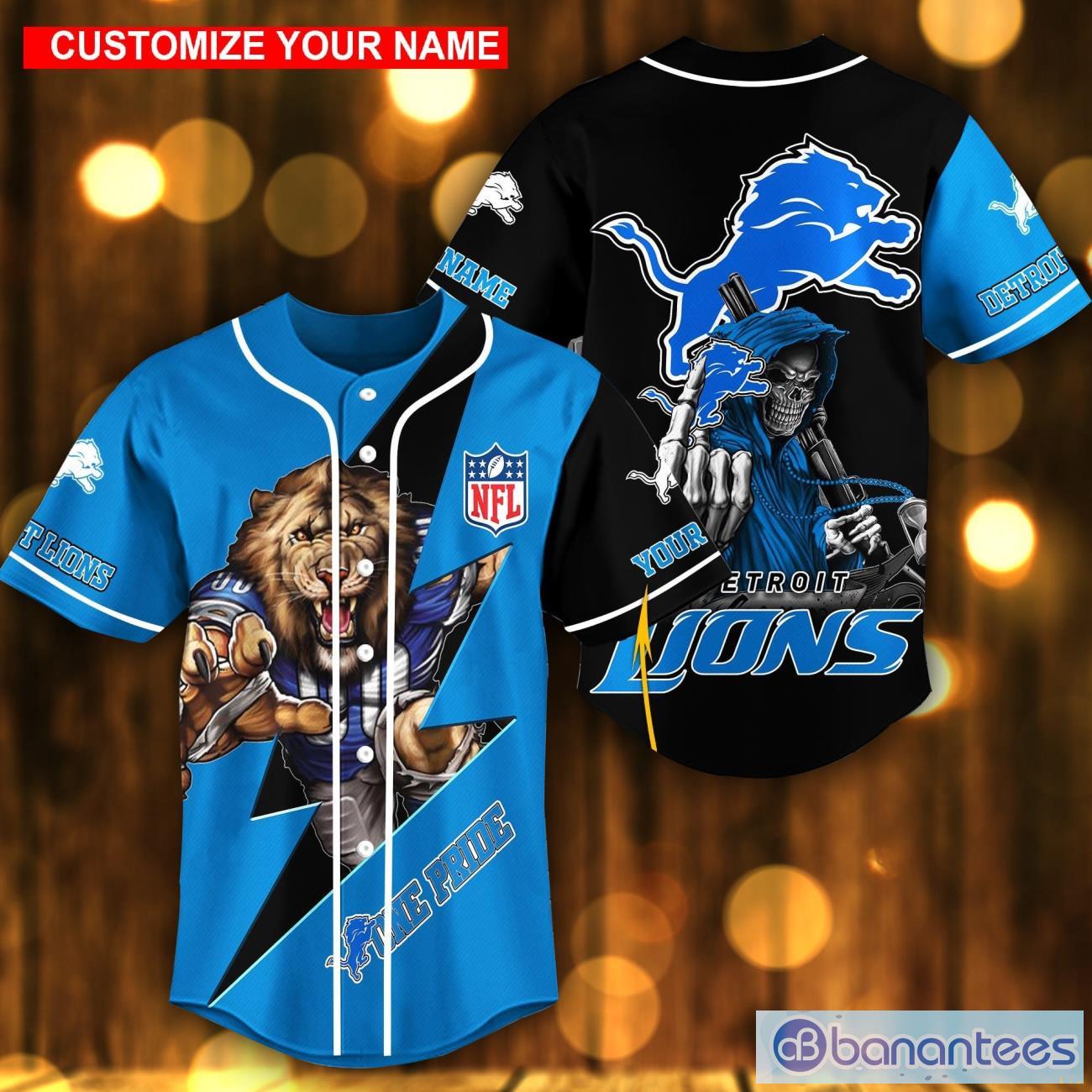 Detroit Lions NFL Custom Name Baseball Jersey Shirt For Men And