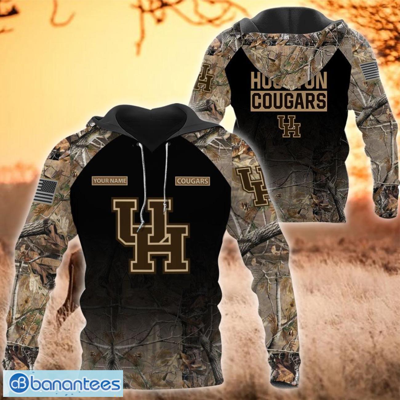 Houston Cougars Personalized Name Hunting Camo Style 3D Hoodie T Shirt Sweatshirt Zip Hoodie Product Photo 1