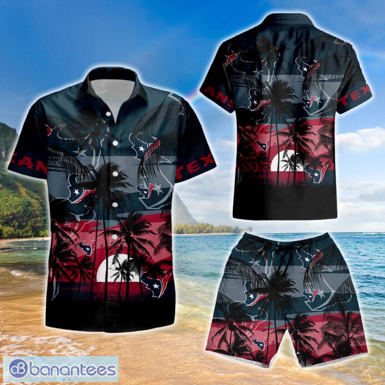 nfl houston texans tropical hawaiian shirt and short image Nfl Houston Texans Tropical Hawaiian Shirt And Short Product Photo 1