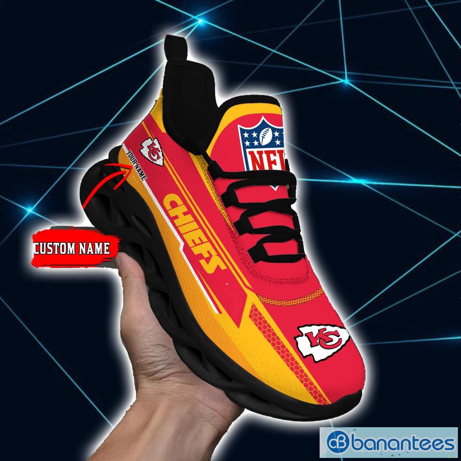 nfl kansas city chiefs personalized sneakers max soul shoes custom name trending shoes 1 image NFL Kansas City Chiefs Personalized Sneakers Max Soul Shoes Custom Name Trending Shoes Product Photo 2