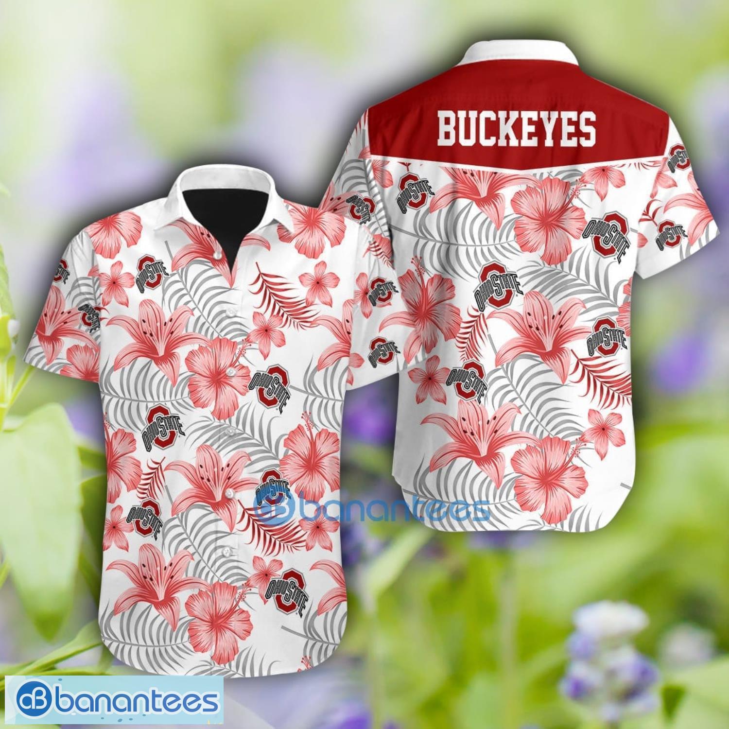 Ohio State Buckeyes Flower Design Aloha Hawaiian Shirt Men Women Summer Shirt Product Photo 1
