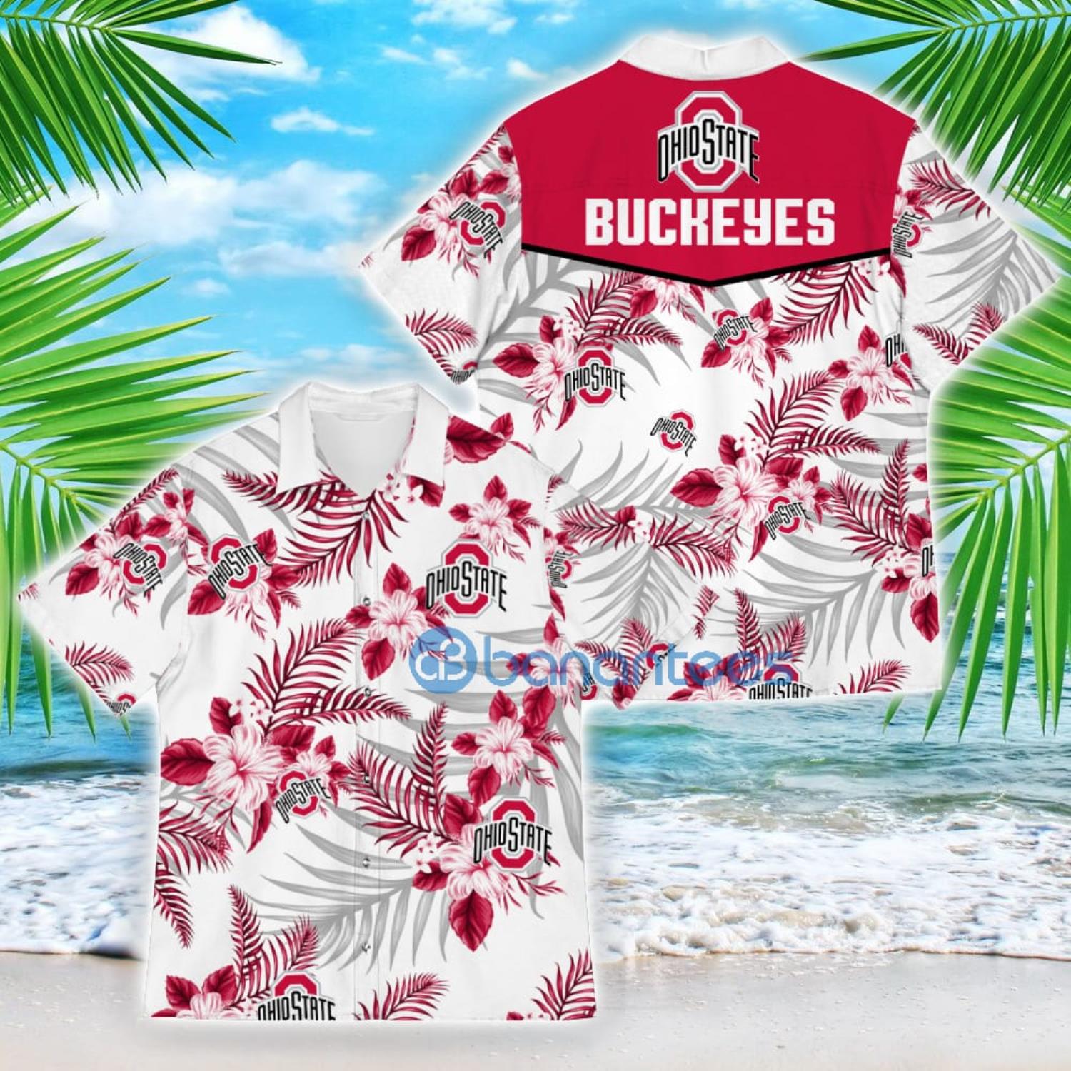 Ohio State Buckeyes Flower Tropical Patterns American Sport Trending Summer Gifts 3D Hawaiian Shirt Product Photo 1