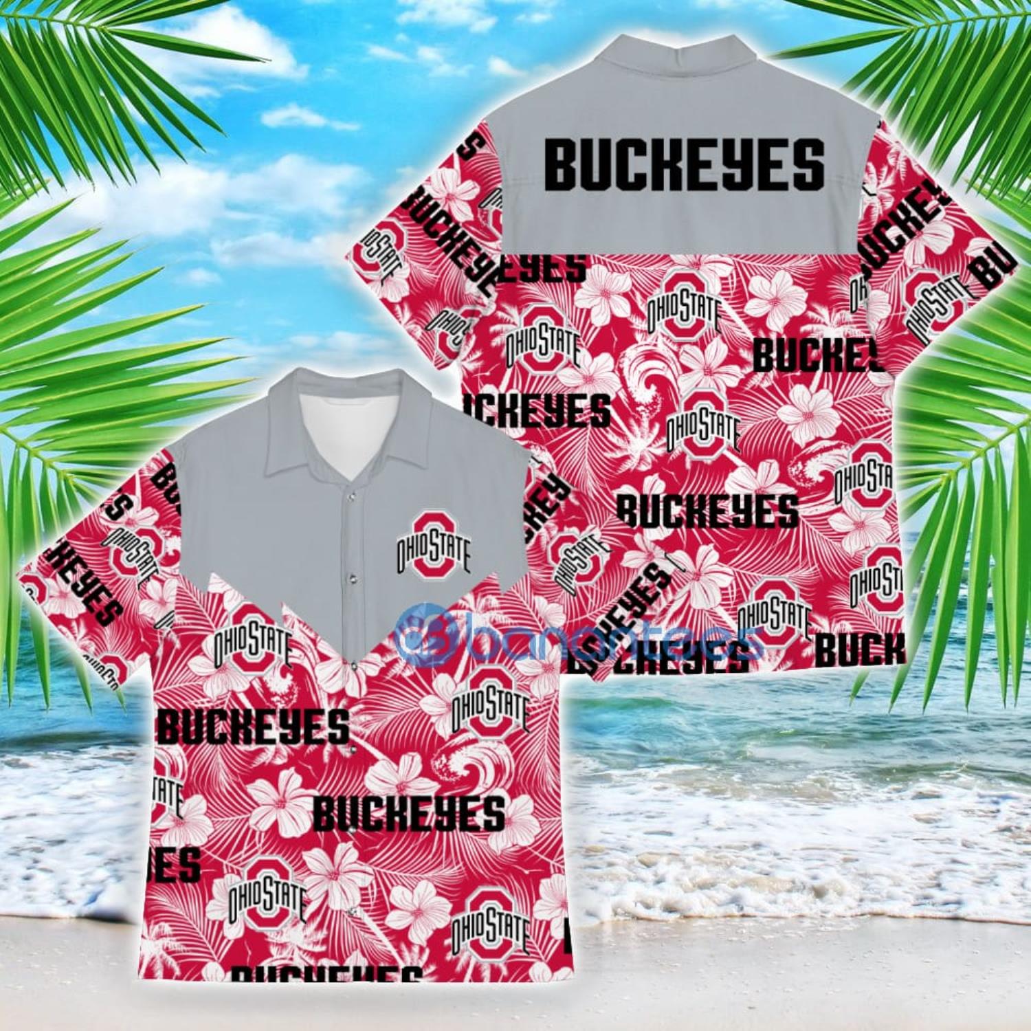 Ohio State Buckeyes Tropical Beach Tree Football American 3D Hawaiian Shirt Product Photo 1