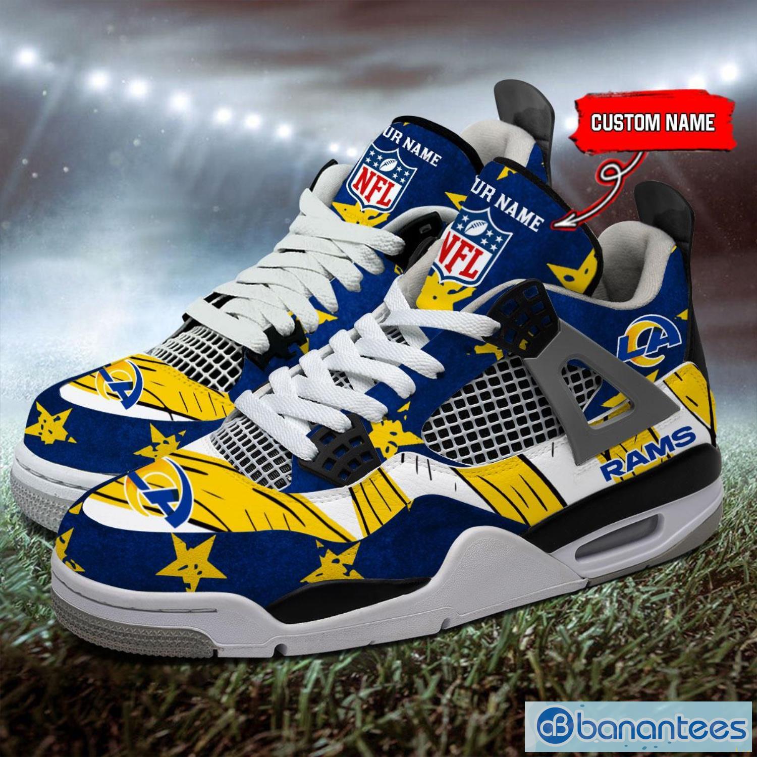 Personalized Name Los Angeles Rams Personalized Air Jordan 4 Sneakers Shoes New Design Product Photo 1