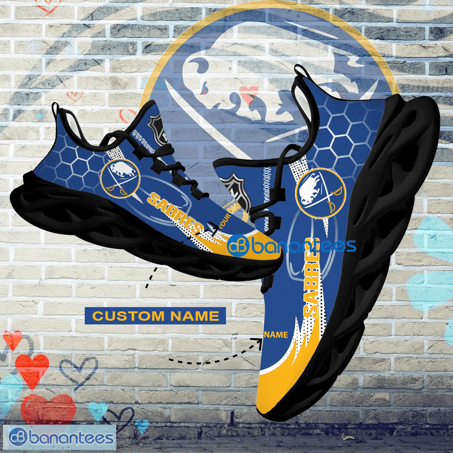 Personalized NHL Buffalo Sabres Hexagonal Pattern Max Soul Shoes New Gift Sports Sneakers - Personalized NHL Buffalo Sabres Hexagonal Pattern Max Soul Shoes Photo 1