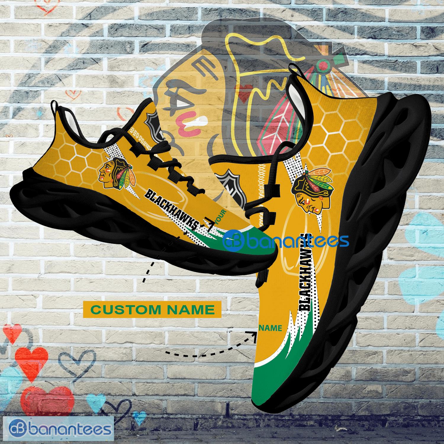 Personalized NHL Chicago Blackhawks Hexagonal Pattern Max Soul Shoes New Gift Sports Sneakers - Personalized NHL Chicago Blackhawks Hexagonal Pattern Max Soul Shoes Photo 1