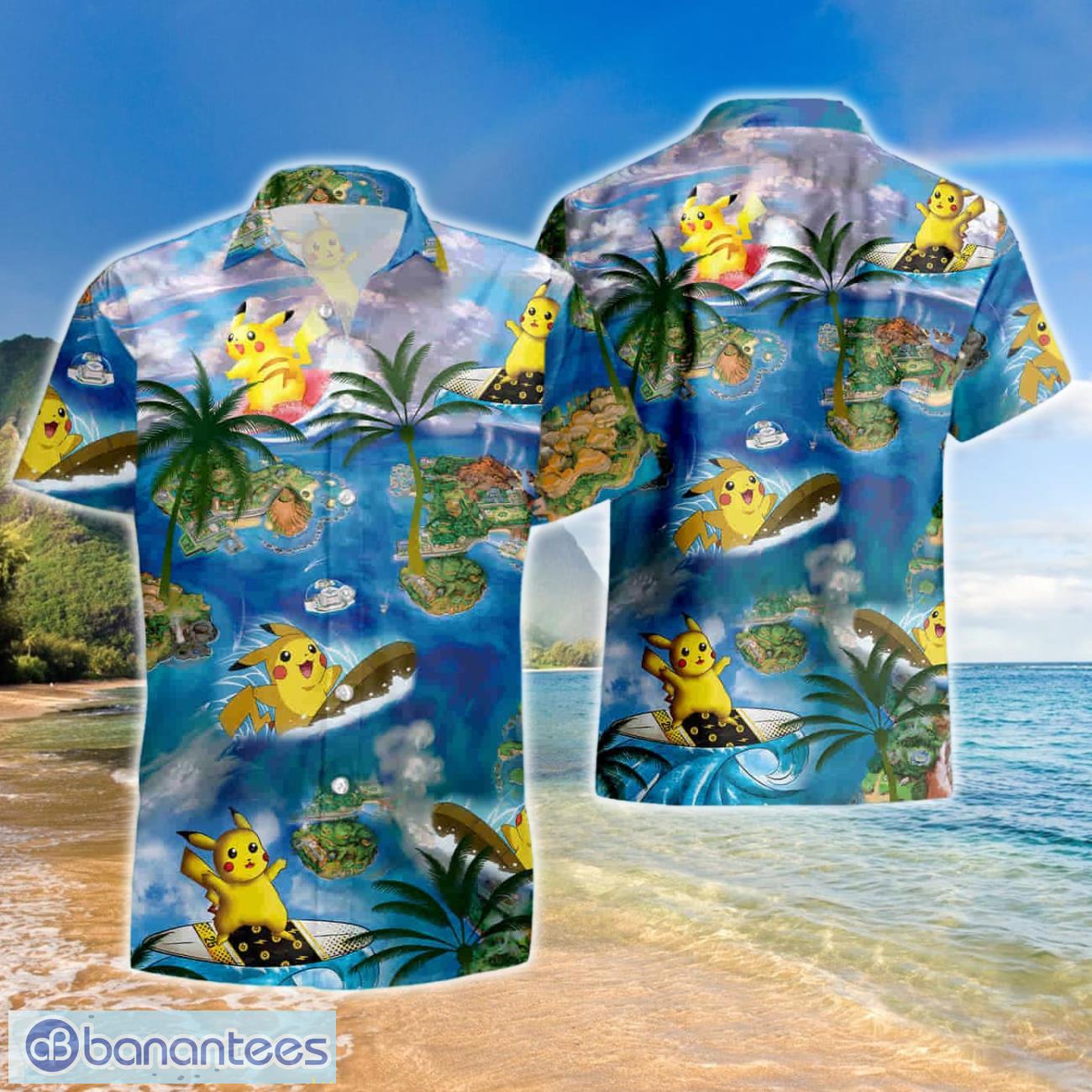 pikachu surfing hawaiian shirt and short 1 image Pikachu Surfing Hawaiian Shirt And Short Product Photo 2