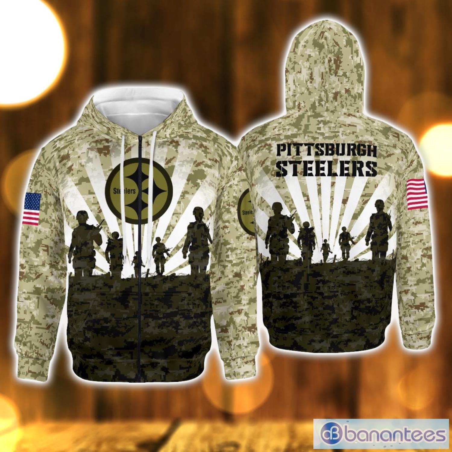 Pittsburgh Steelers Military All Over Printed 3D Hoodie Winter