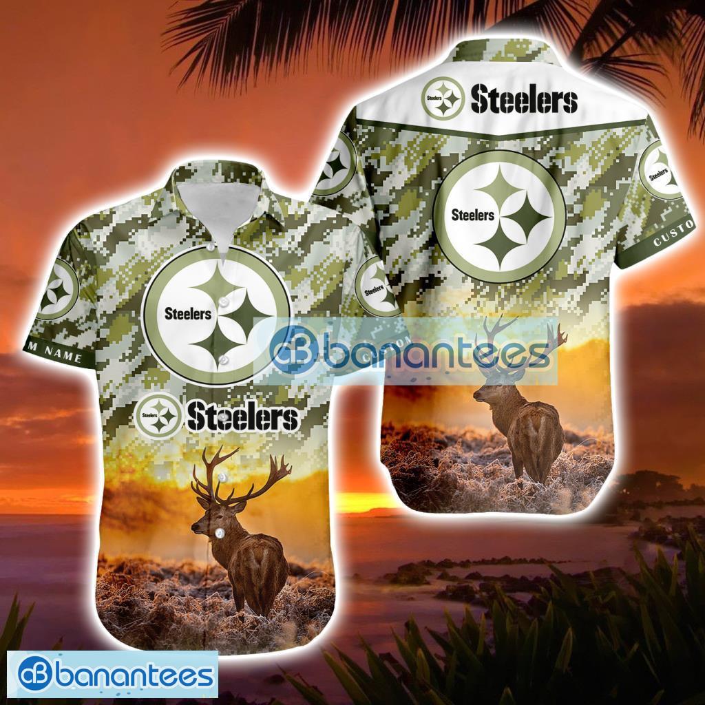 Pittsburgh Steelers NFL Team Sport Deer Hunting Pattern Hawaiian Shirt New Design Personalized Product Photo 1