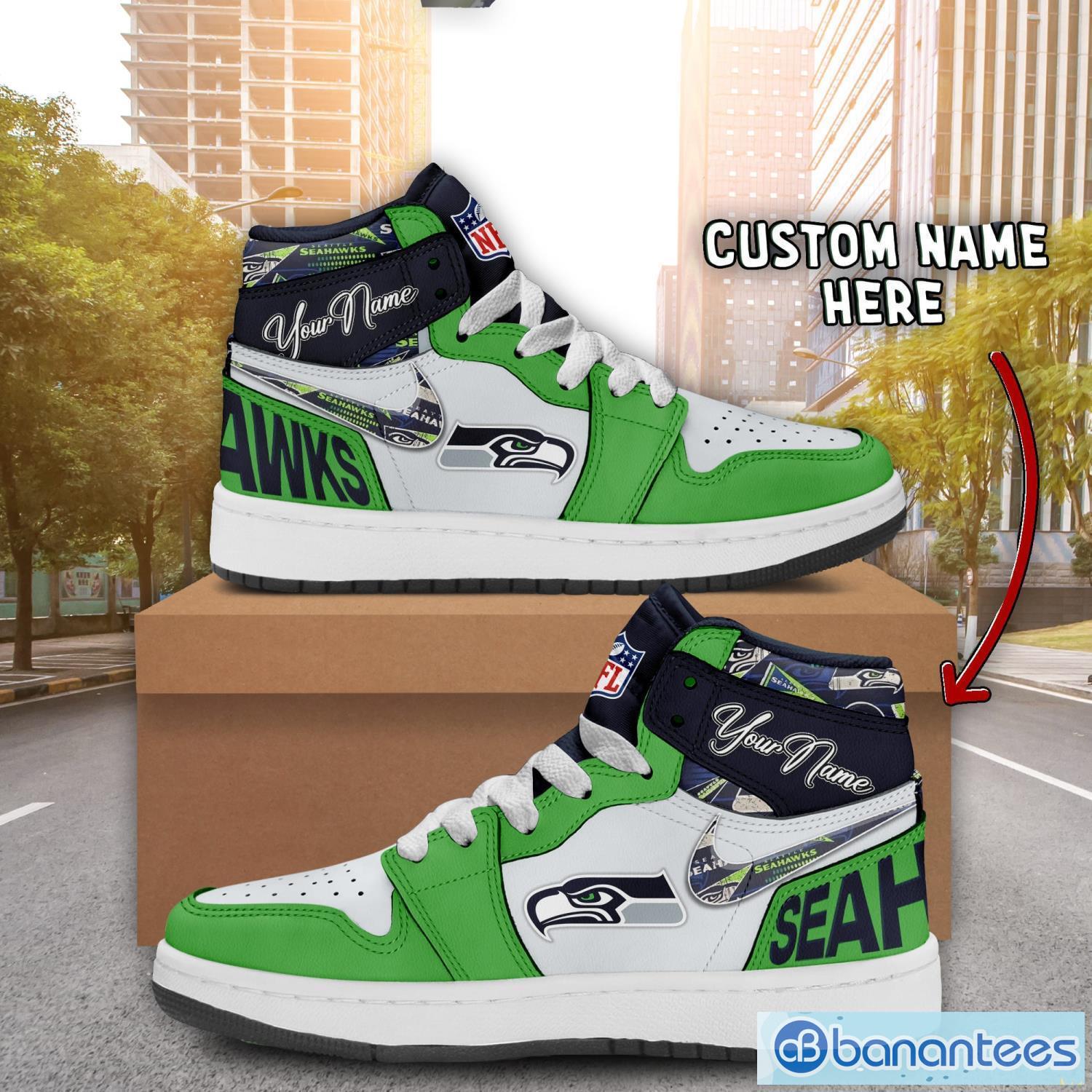 Seattle Seahawks Air Jordan Hightop Shoes Men And Women Gift Custom Name Product Photo 1