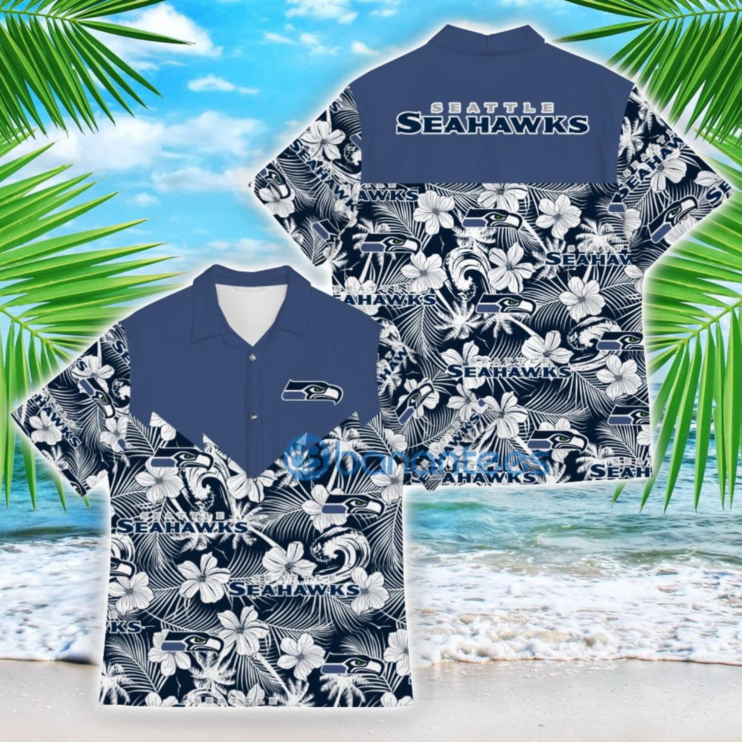 Seattle Seahawks Tropical Beach Tree Football American 3D Hawaiian Shirt Product Photo 1