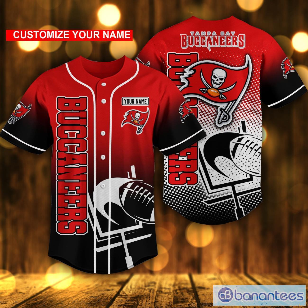 tampa bay buccaneers nfl baseball jersey shirt custom name for sport lover image Tampa Bay Buccaneers NFL Baseball Jersey Shirt Custom Name For Sport Lover Product Photo 1