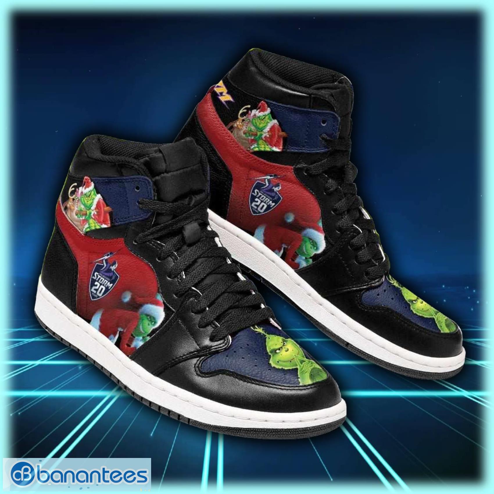 the grinch melbourne storm nrl air jordan shoes sport custom sneakers image The Grinch Melbourne Storm NRL Air Jordan Shoes Sport Custom Sneakers Product Photo 1