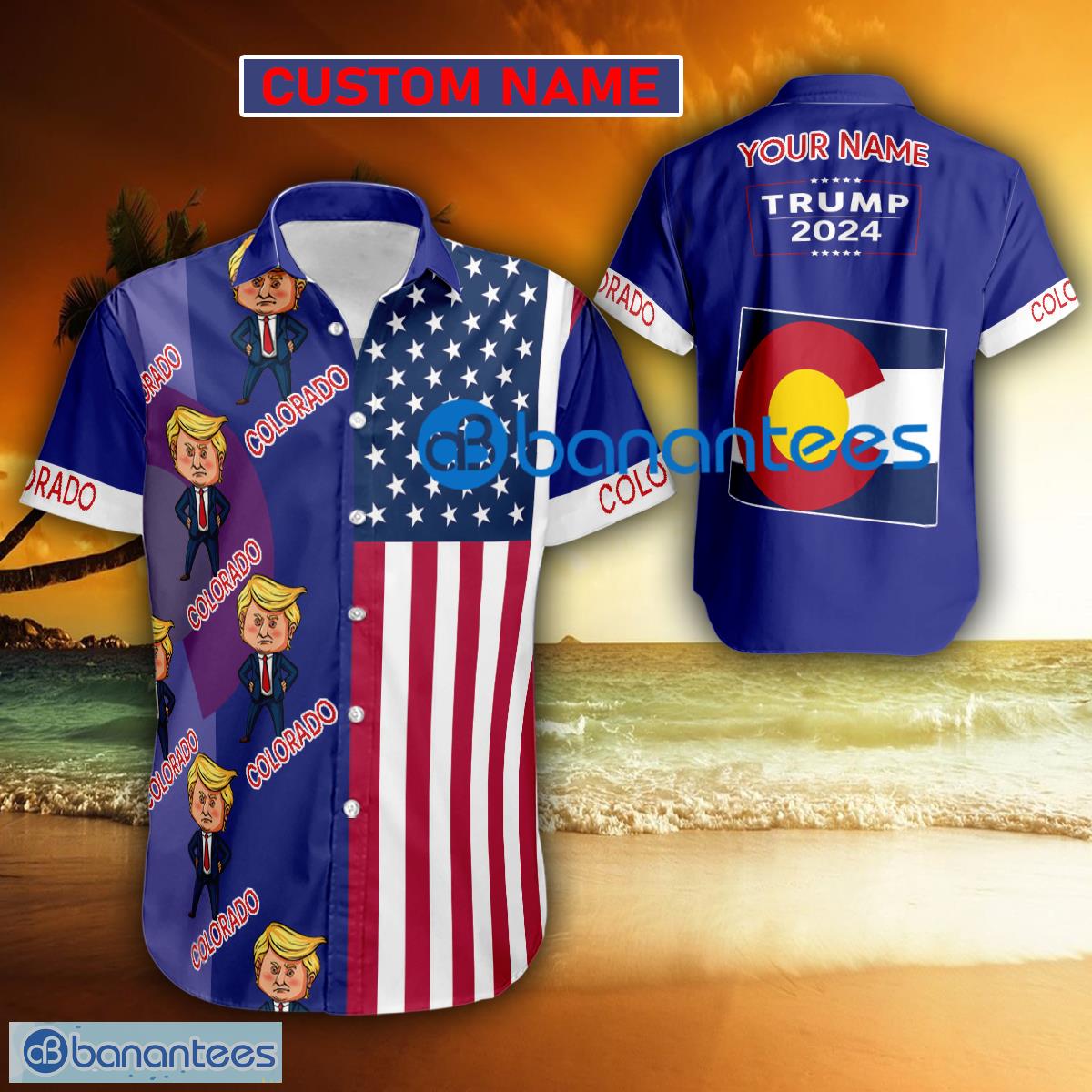 Trump 2024 Weary COLORADO USA Flag Funny Hawaiian Shirt Gift Fans Custom Name - Trump 2024 Weary COLORADO USA Flag Funny Hawaiian Shirt Gift Fans Custom Name