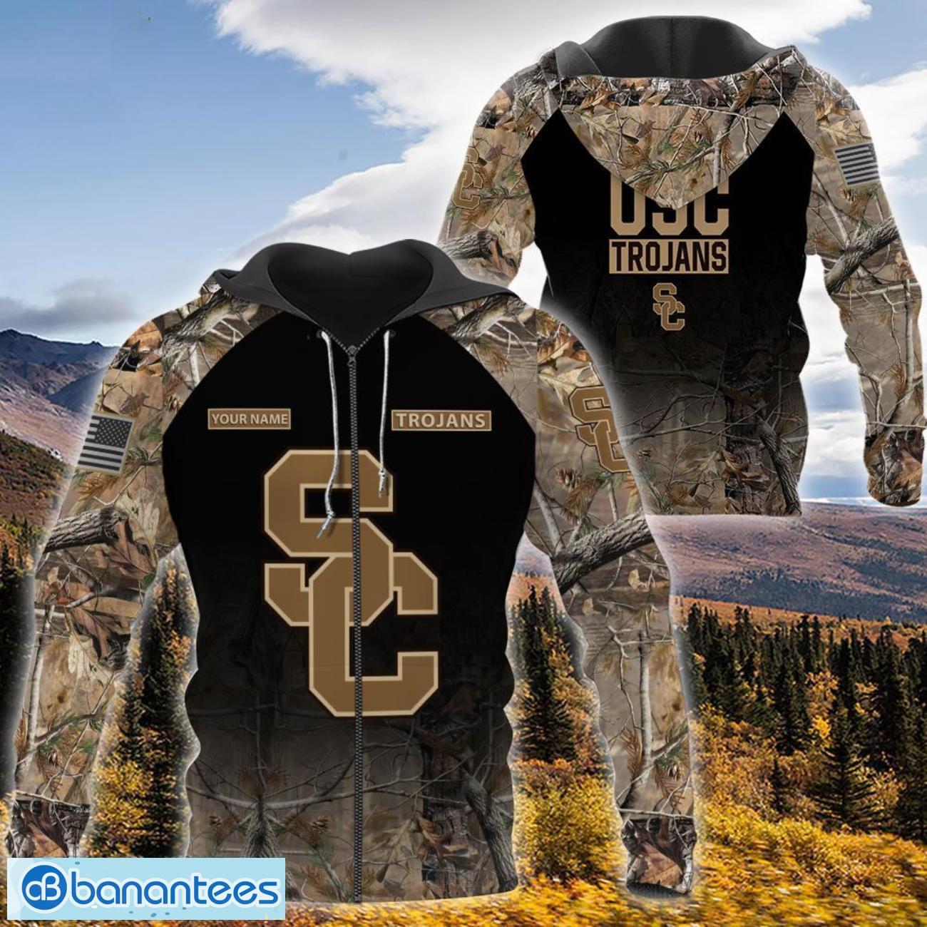 USC Trojans Personalized Name Hunting Camo Style 3D Hoodie T Shirt