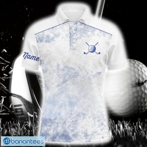 Custom Name White Blue Haftone Pattern Polo Shirt For Men And Women Product Photo 1