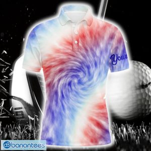 Custom Name Colorful Red White And Blue Tie Dye Pattern Team Polo Shirt For Men And Women Product Photo 1