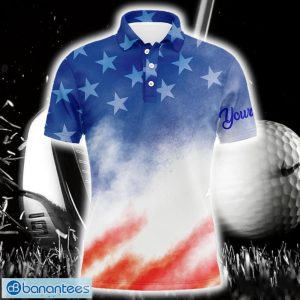 Custom Name Red White And Blue Tie Dye Pattern American Flag Team Golf Polo Shirt For Men And Women Product Photo 1