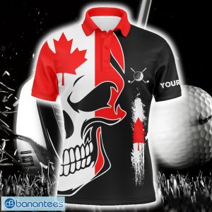 Custom Name Canadian Flag Patriotic Custom Skull Golf Shirts For Men Product Photo 1