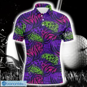 Custom Name With Colorful Purple Tropical Background Polo Shirt For Men And Women Product Photo 1