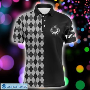 Custom Name Golf Polo Shirts For Men Black Pattern Golf Polo Shirt For Men And Women Product Photo 1