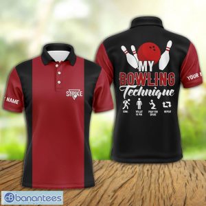 Red Black Vintage Custom Name My Bowling Technique Strike Bowling Team Jersey Polo Shirt For Men And Women Product Photo 1