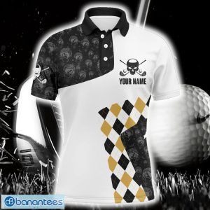 Custom Name Golf Skull Argyle Pattern Golf Tournament Polo Shirt For Men And Women Product Photo 1
