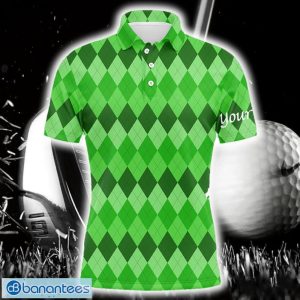 Custom Name Green Argyle Pattern Golf Shirts Custom Team Golf Polo Polo Shirt For Men And Women Product Photo 1