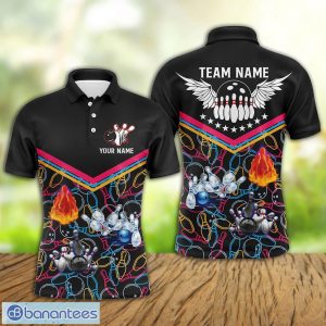 Multicolor Pattern Black Bowling Patterncustom Name And Custom Team Polo Shirt For Men And Women Product Photo 1