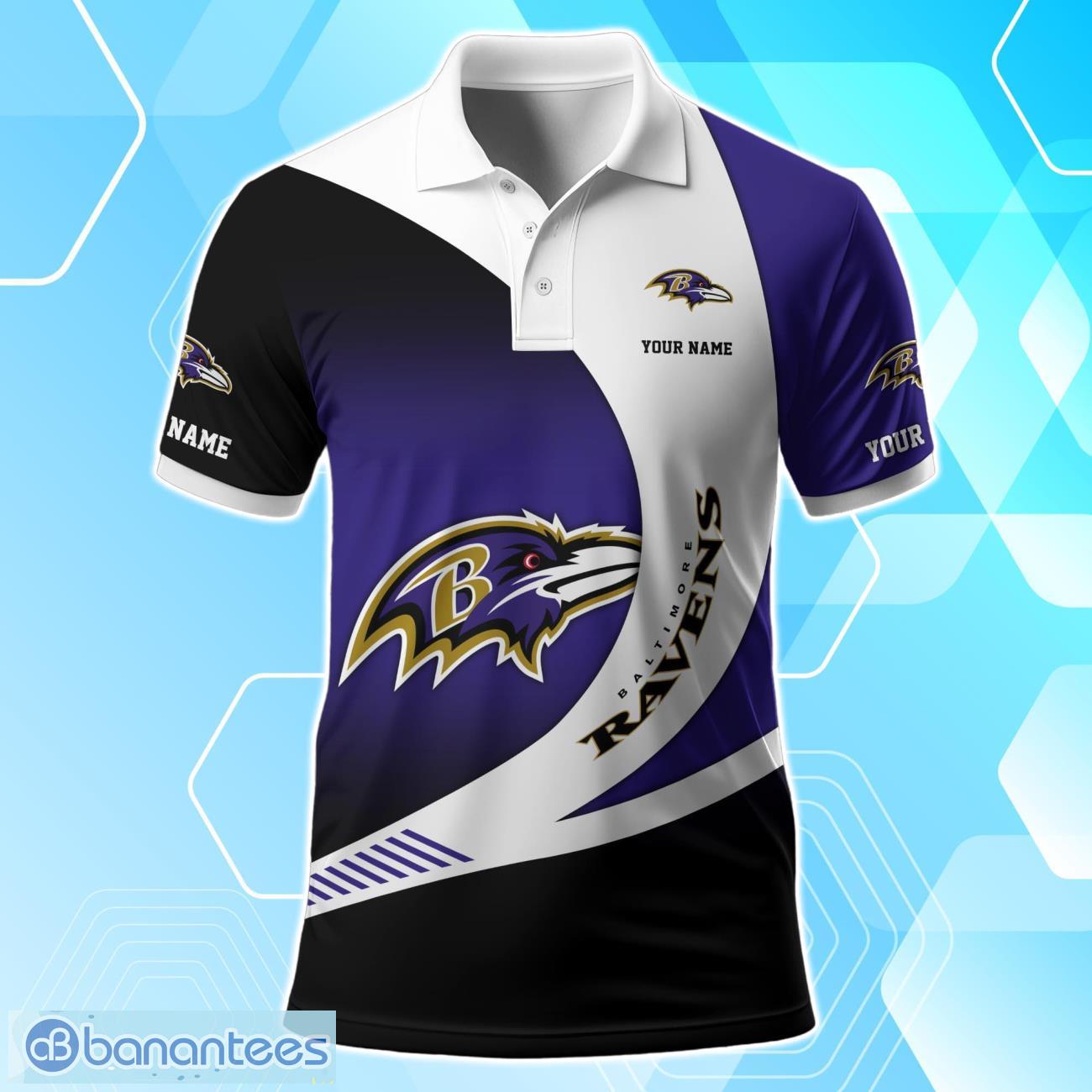 baltimore ravens polo shirt custom name sport 3d clothings for fans 1 image Baltimore Ravens Polo Shirt Custom Name Sport 3D Clothings For Fans Product Photo 2