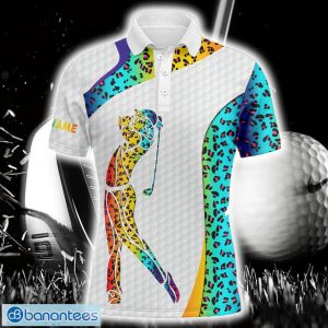 Custom Name Rainbow Neon Leopard Golf White Aop Polo Shirt For Men And Women Product Photo 1