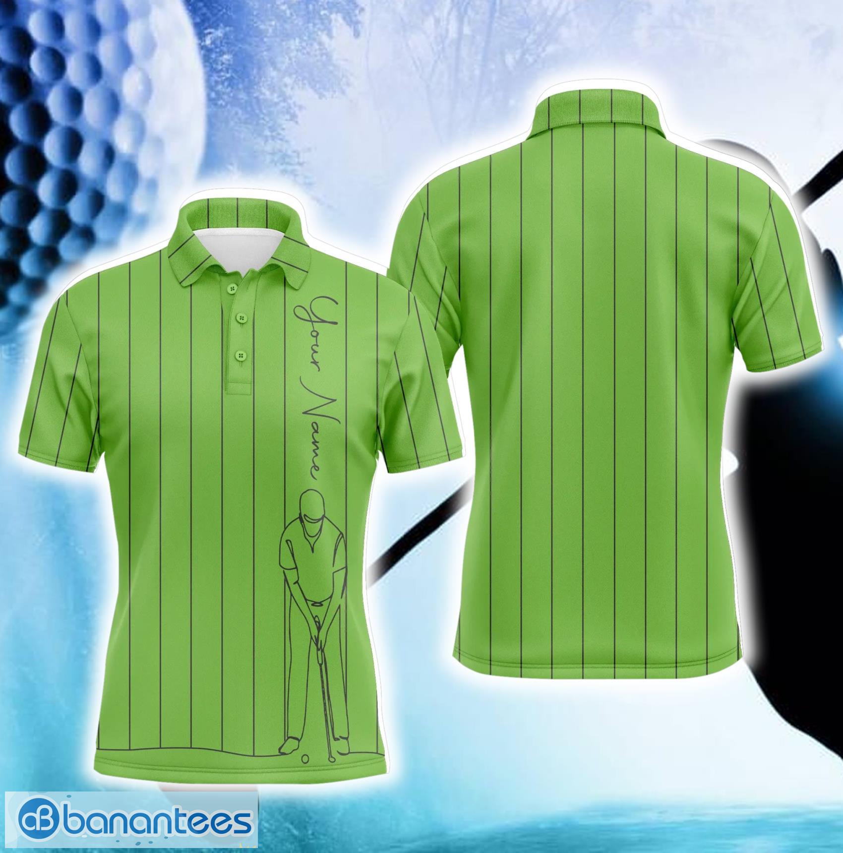 custom name green and black line polo shirt for men and women image Custom Name Green And Black Line Polo Shirt For Men And Women Product Photo 1