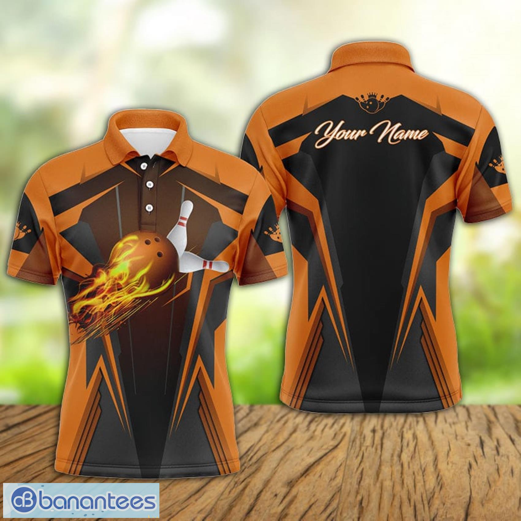 custom name men bowling polo shirt flame bowling ball and pins orange polo shirt for men and women image Custom Name Men Bowling Polo Shirt Flame Bowling Ball And Pins Orange Polo Shirt For Men And Women Product Photo 1