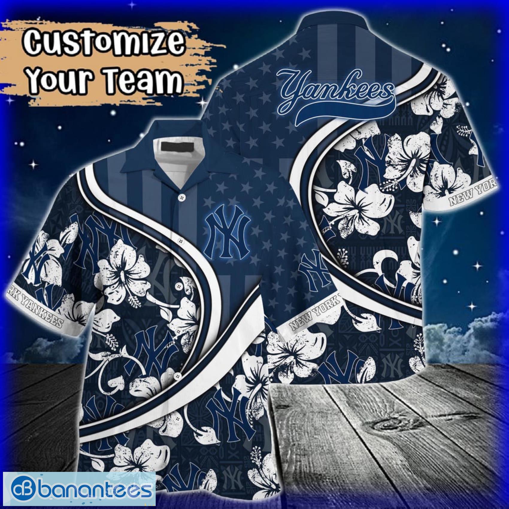 custom name or team name mlb new york yankees hawaiian shirt 2024 image Custom Name or Team Name MLB New York Yankees Hawaiian Shirt 2024 Product Photo 1