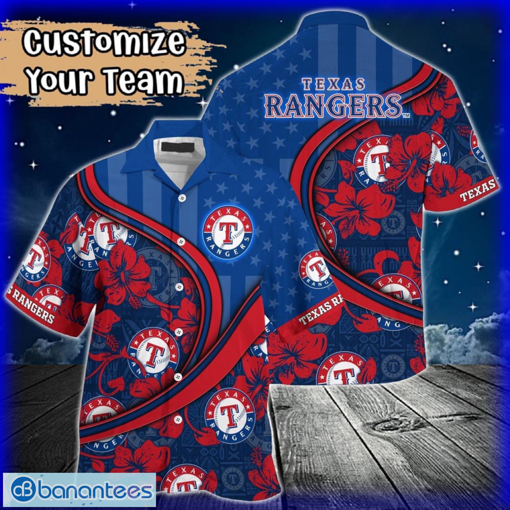 custom name or team name mlb texas rangers hawaiian shirt 2024 image Custom Name or Team Name MLB Texas Rangers Hawaiian Shirt 2024 Product Photo 1