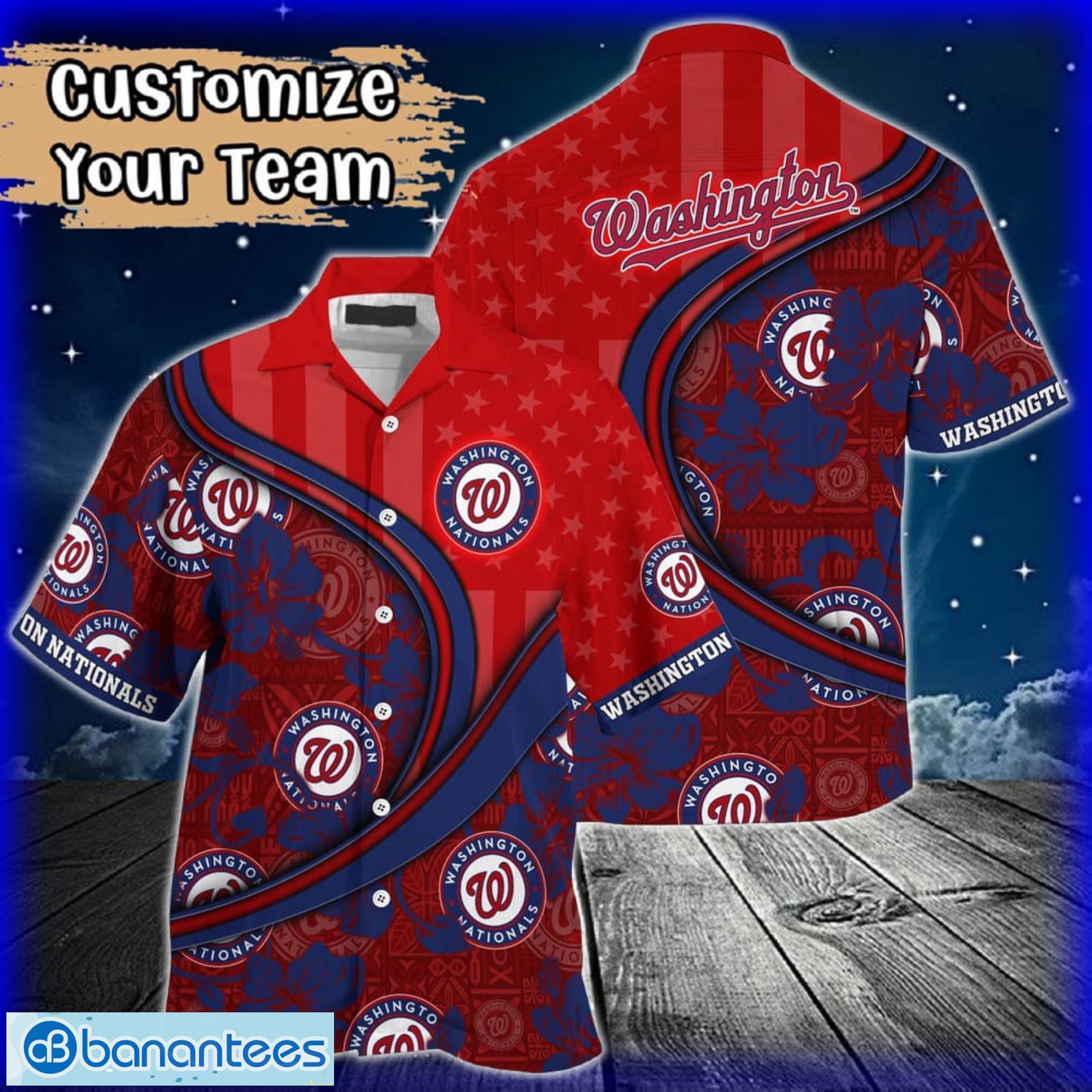 custom name or team name mlb washington nationals hawaiian shirt 2024 image Custom Name or Team Name MLB Washington Nationals Hawaiian Shirt 2024 Product Photo 1