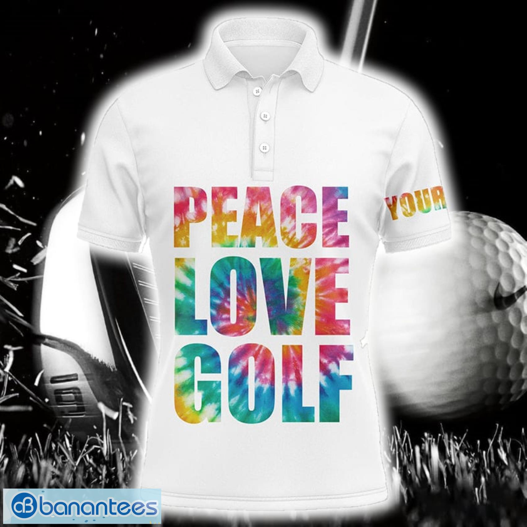 custom name tie dye peace love golf polo shirt for men and women image Custom Name Tie Dye Peace Love Golf Polo Shirt For Men And Women Product Photo 1