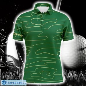 Custom Name Mens Green Golf Course Pattern Tournament Golf Polo Shirt For Men And Women Product Photo 1