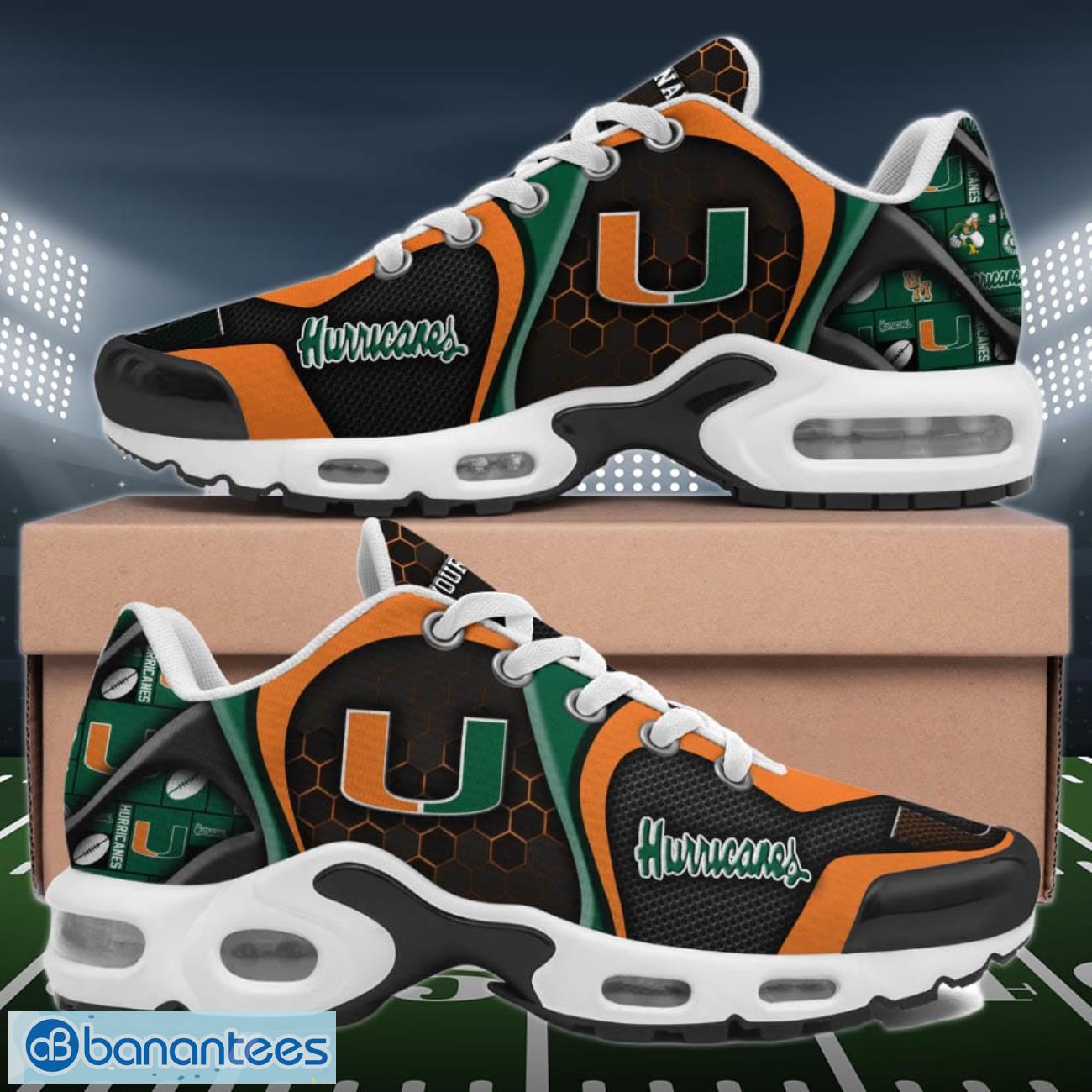 Miami Hurricanes Air Cushion Sports Shoes Custom Name Gifts For Football Fan Product Photo 1