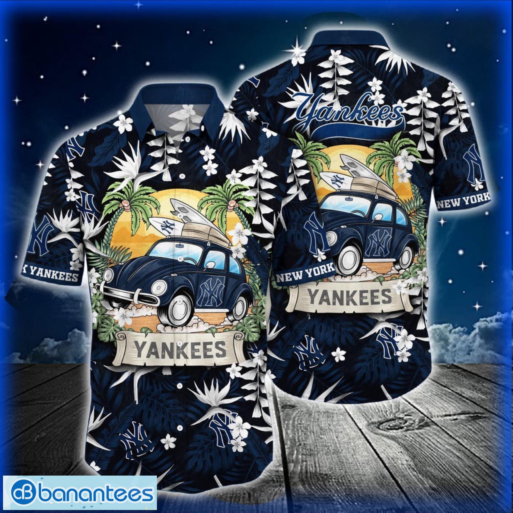 mlb new york yankees hawaiian shirt car and summer heatwave shirt for fans image MLB New York Yankees Hawaiian Shirt Car And Summer Heatwave Shirt For Fans Product Photo 1