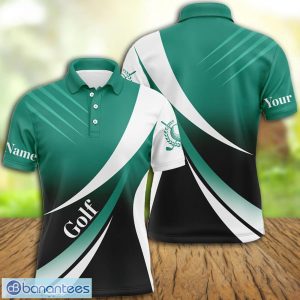 Custom Name Green And White Tournament Over Print Golf Polo Shirt For Men And Women Product Photo 1