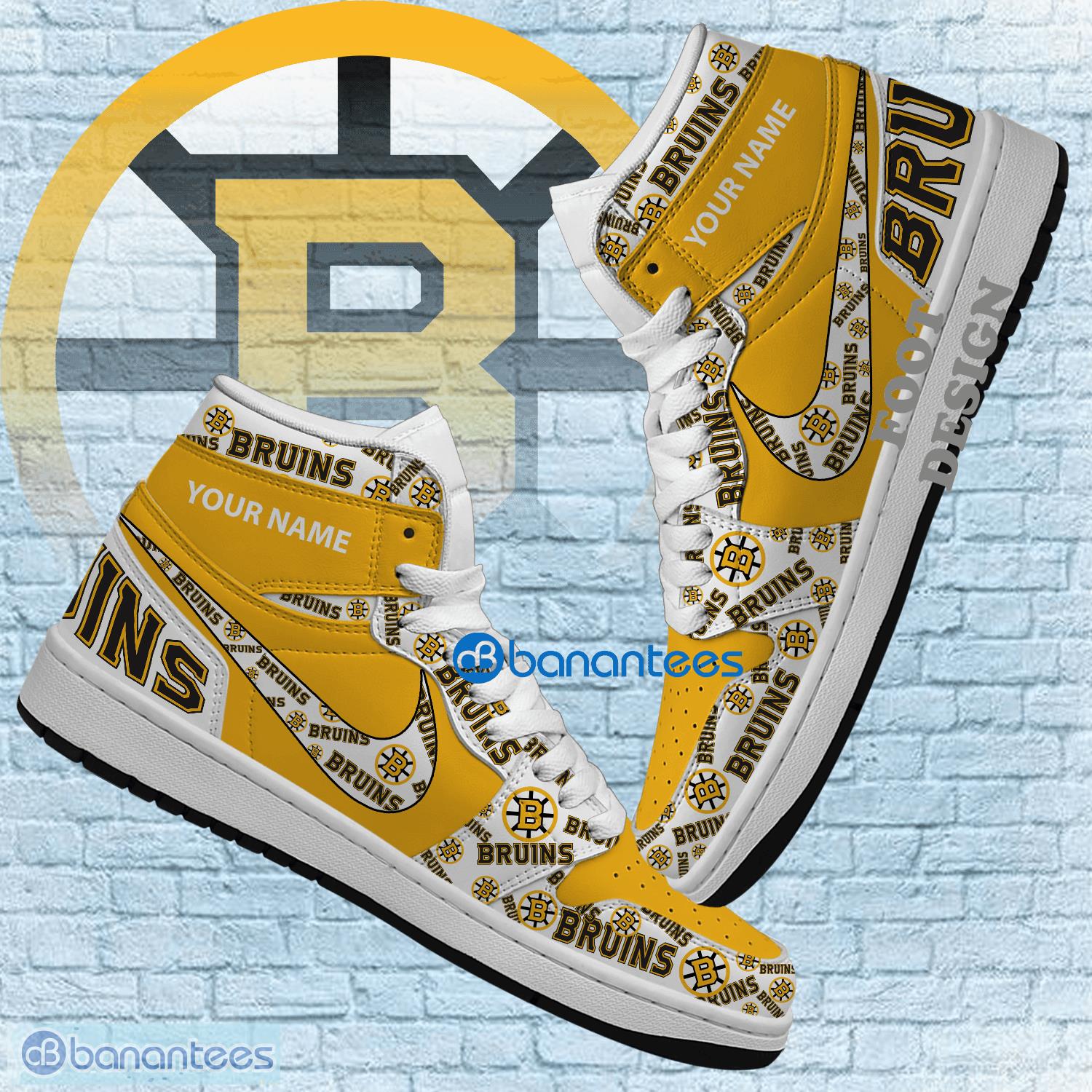 Personalized NHL Boston Bruins New Season Design Air Jordan Hightop Shoes For Fans Gift - NHL Boston Bruins New Season Design Air Jordan Hightop Photo 1